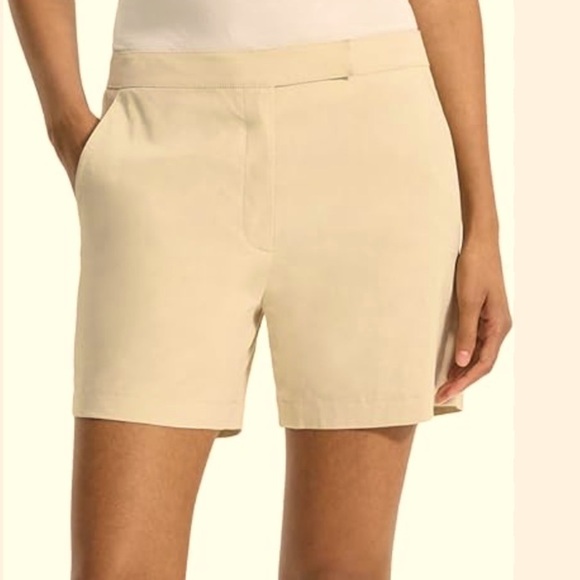 Theory Waist Tab Shorts Women's Sz 8 Tan Chino Walkers - Picture 6 of 8
